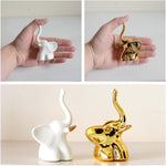 Load image into Gallery viewer, Home Decor Elephant Statue For Good Luck,Fengshui Ceramic Creative Small Modern Style Elephant Idol Figurines,Decorative Gift Items For Home,Office Desktop,Living Room (2pcs),White,Gold
