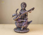 Load image into Gallery viewer, SPRITUAL Arts Saraswati Statue 21 cm Bonded Bronze Sarasvati Statue Goddess Saraswati on Swan Goddess of Knowledge Music Art Wisdom Hindu Goddess Pack of 1