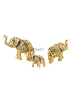 Load image into Gallery viewer, CraftVatika Set of 3 Metal Trunk Up Elephant Family Statue Showpiece Figurine -Fengshui Vastu Lucky - Decorative Items for Home Living Room Decor Living Room Office Desktop & Gifting,Corporate Gift