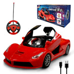 Load image into Gallery viewer, Wembley High Speed Rechargeable Remote Control RC Car for Kids with Openable Doors LED Lights Super Sports Racing Car Toy | Birthday Gift for Boys – Red