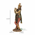 Load image into Gallery viewer, Cold Cast Resin Krishna Showpiece Antique Decor Thakur ji for Gifting Purpose (10 Inches, Metal Finish)