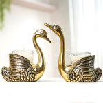 Load image into Gallery viewer, BEHOMA Aluminium Pair of Swans for Good Luck & Love | Candle Holder for Home Decor Living Room | Showpiece Wedding Gift for Couples | Marriage for Couple (Candles not Included) Gold
