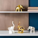 Load image into Gallery viewer, Home Decor Elephant Statue For Good Luck,Fengshui Ceramic Creative Small Modern Style Elephant Idol Figurines,Decorative Gift Items For Home,Office Desktop,Living Room (2pcs),White,Gold