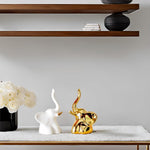 Load image into Gallery viewer, Home Decor Elephant Statue For Good Luck,Fengshui Ceramic Creative Small Modern Style Elephant Idol Figurines,Decorative Gift Items For Home,Office Desktop,Living Room (2pcs),White,Gold