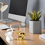 Load image into Gallery viewer, Home Decor Elephant Statue For Good Luck,Fengshui Ceramic Creative Small Modern Style Elephant Idol Figurines,Decorative Gift Items For Home,Office Desktop,Living Room (2pcs),White,Gold
