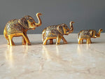 Load image into Gallery viewer, CraftVatika Set of 3 Metal Trunk Up Elephant Family Statue Showpiece Figurine -Fengshui Vastu Lucky - Decorative Items for Home Living Room Decor Living Room Office Desktop & Gifting,Corporate Gift