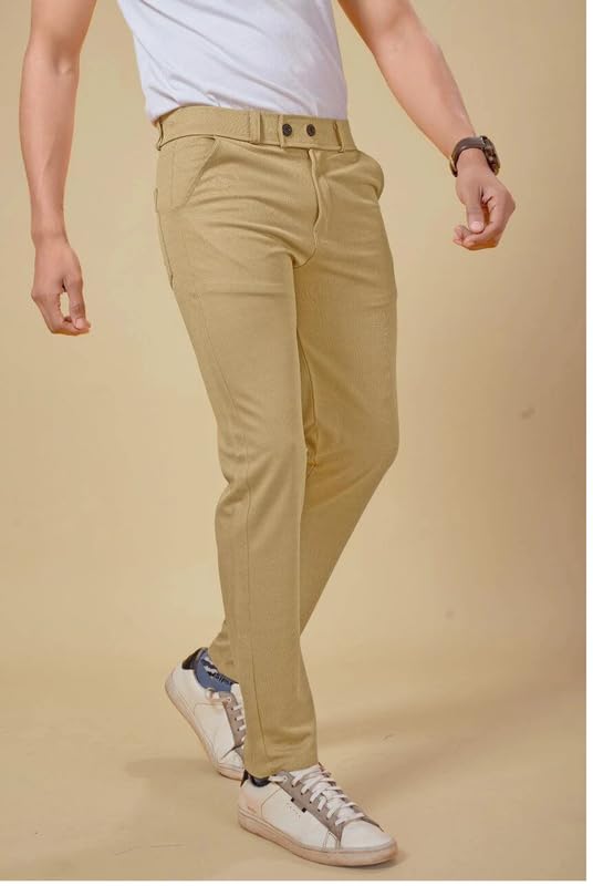 Men's Slim Fit Cargo Trousers | Stretchable Formal Men Trousers | Stylish Slim Fit Trouser for Men | Polycotton Knitted Fabric Pant for Man