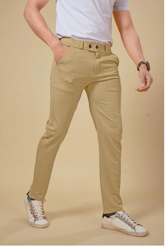 Men's Slim Fit Cargo Trousers | Stretchable Formal Men Trousers | Stylish Slim Fit Trouser for Men | Polycotton Knitted Fabric Pant for Man