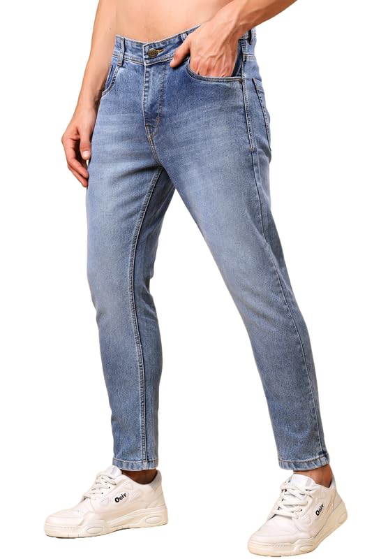 London Hills Mens Slim Tapered Fit Mid Rise Jeans | Man Slimfit Denim | Durable & All Day Comfort Mans Jean