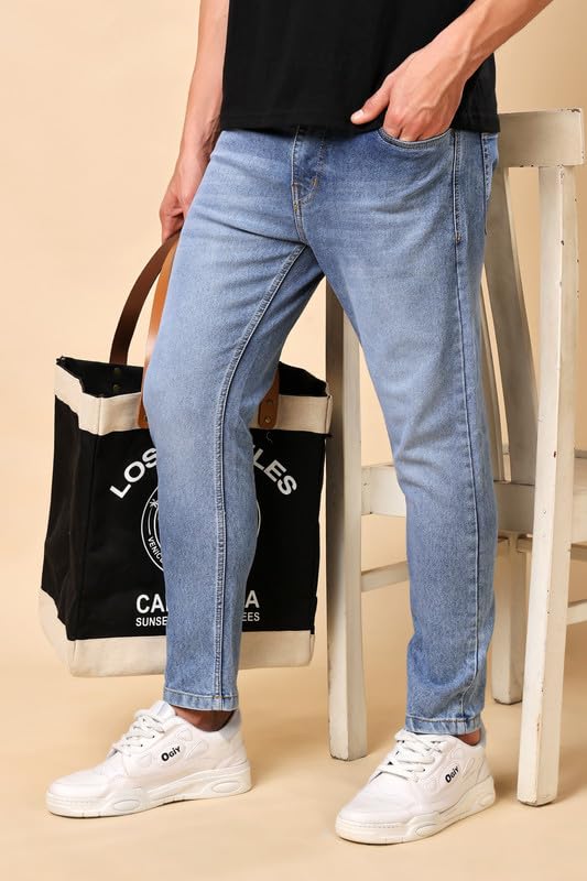 London Hills Mens Slim Tapered Fit Mid Rise Jeans | Man Slimfit Denim | Durable & All Day Comfort Mans Jean