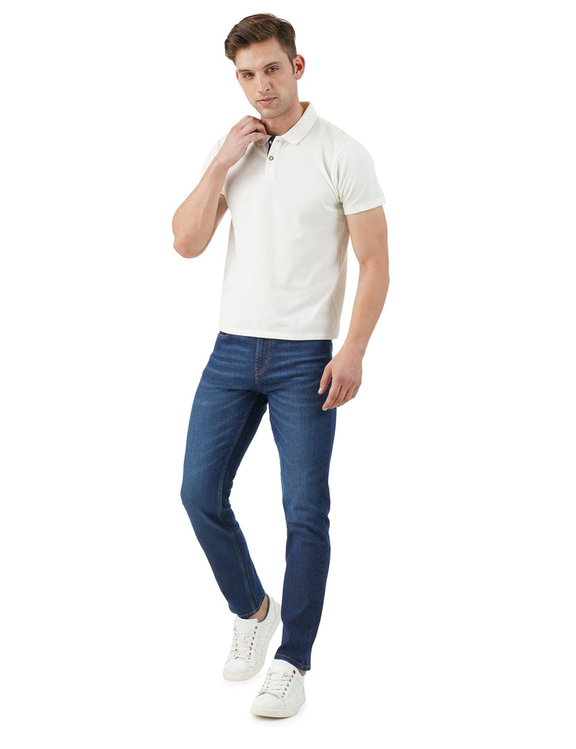 INKD Men's Regular Fit Jeans - Mid-Rise | Cotton Blend | Stretchable Fabric | Classic 5 Pocket Styling