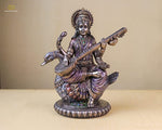 Load image into Gallery viewer, SPRITUAL Arts Saraswati Statue 21 cm Bonded Bronze Sarasvati Statue Goddess Saraswati on Swan Goddess of Knowledge Music Art Wisdom Hindu Goddess Pack of 1