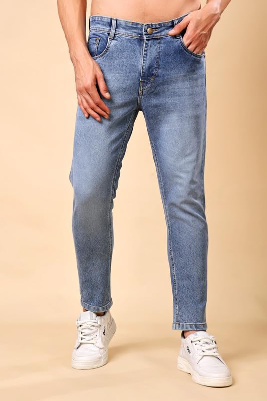 London Hills Mens Slim Tapered Fit Mid Rise Jeans | Man Slimfit Denim | Durable & All Day Comfort Mans Jean