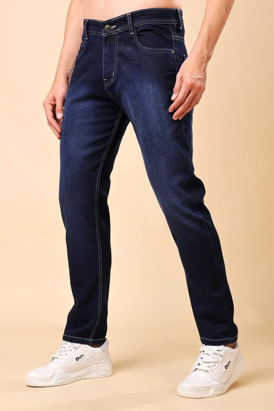 London Hills Tapered Fit Mid Rise Classic Stretchable Jeans | Casual Denim Jean's for Man's | Slim fit Jeans for Men Blue