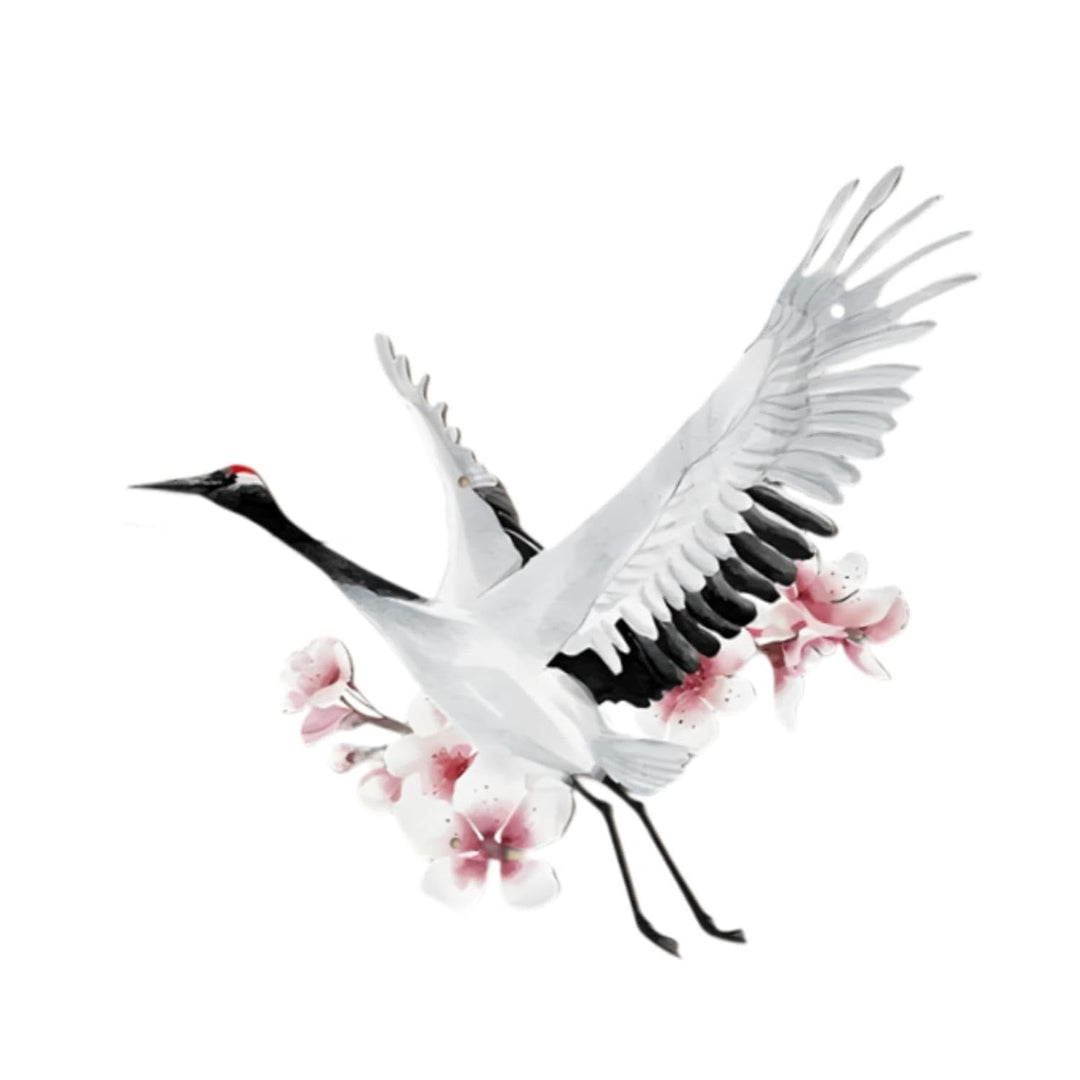 Metal Crane Wall Decor Gift Artwork Iron Crane Wall Art for Fence Patio Home