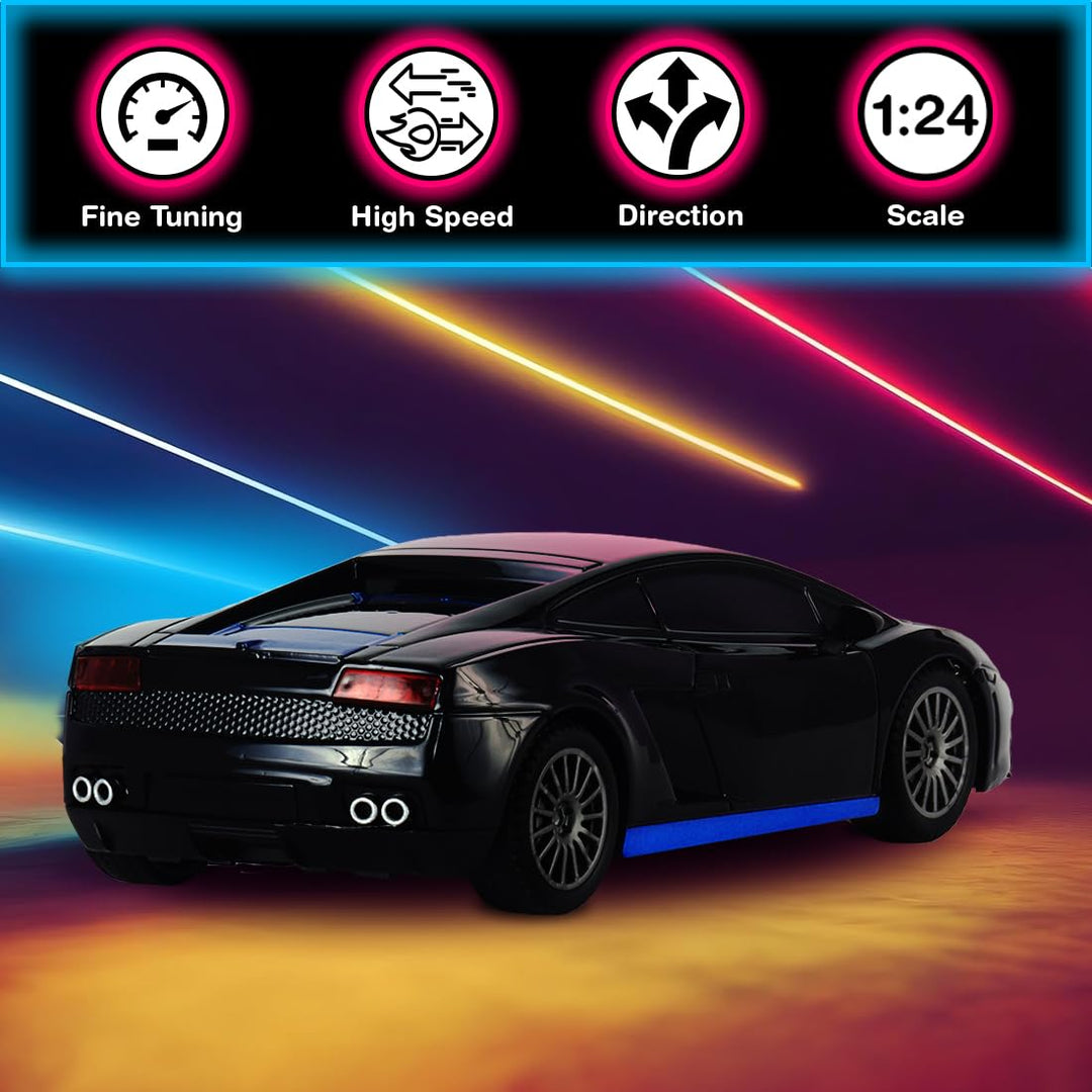 Wembley Rechargeable High-Speed RC Car for Kids (Black/Blue), 5+ Years