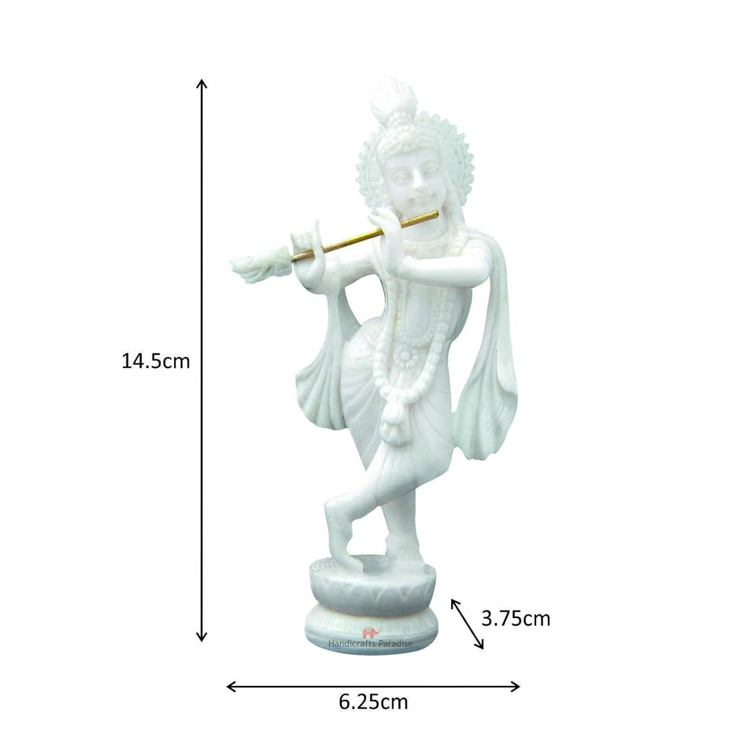 Handicrafts Paradise Resin Standing Krishna Idol (6.4 cm x 3.8 cm x 14.6 cm) (WM15053_white)