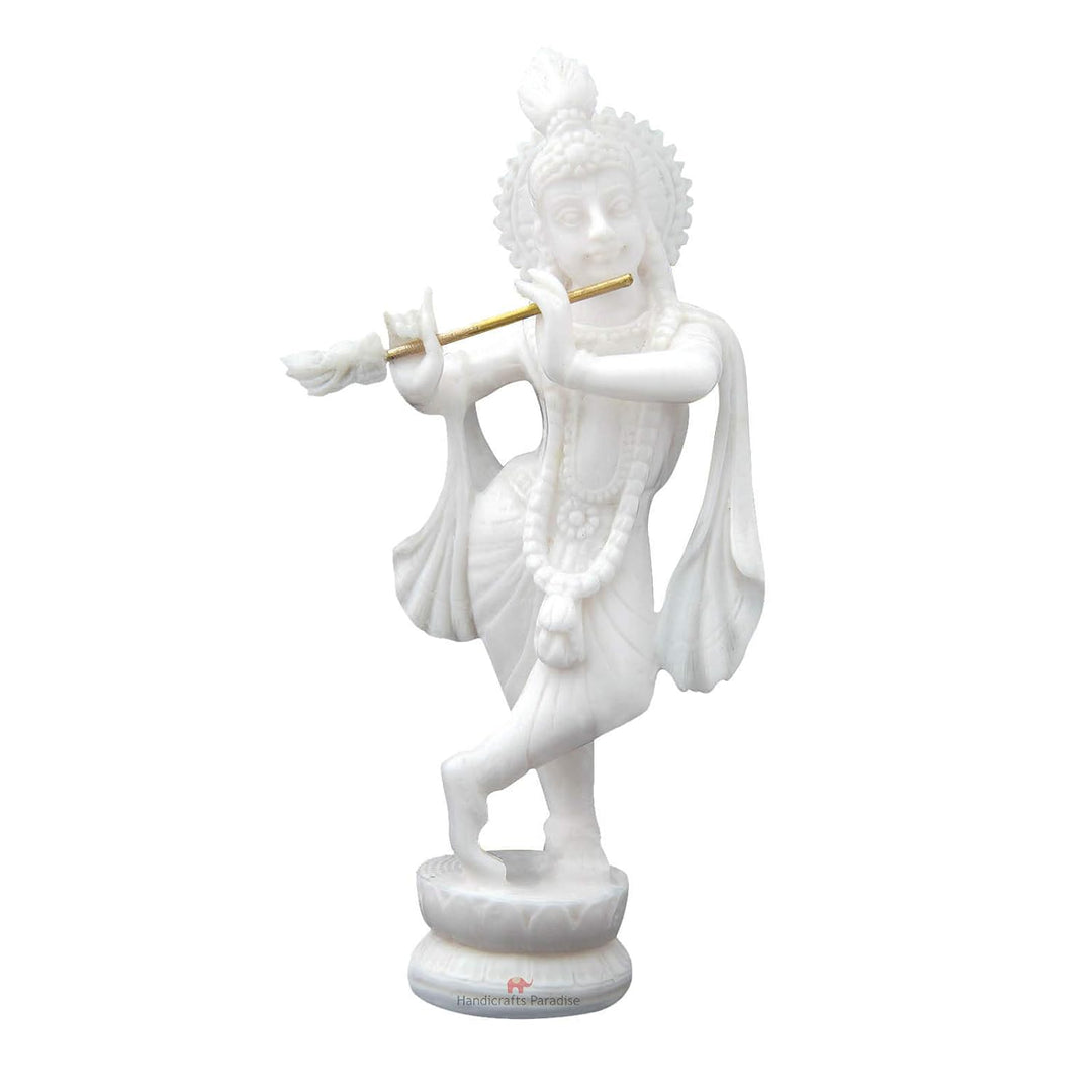 Handicrafts Paradise Resin Standing Krishna Idol (6.4 cm x 3.8 cm x 14.6 cm) (WM15053_white)
