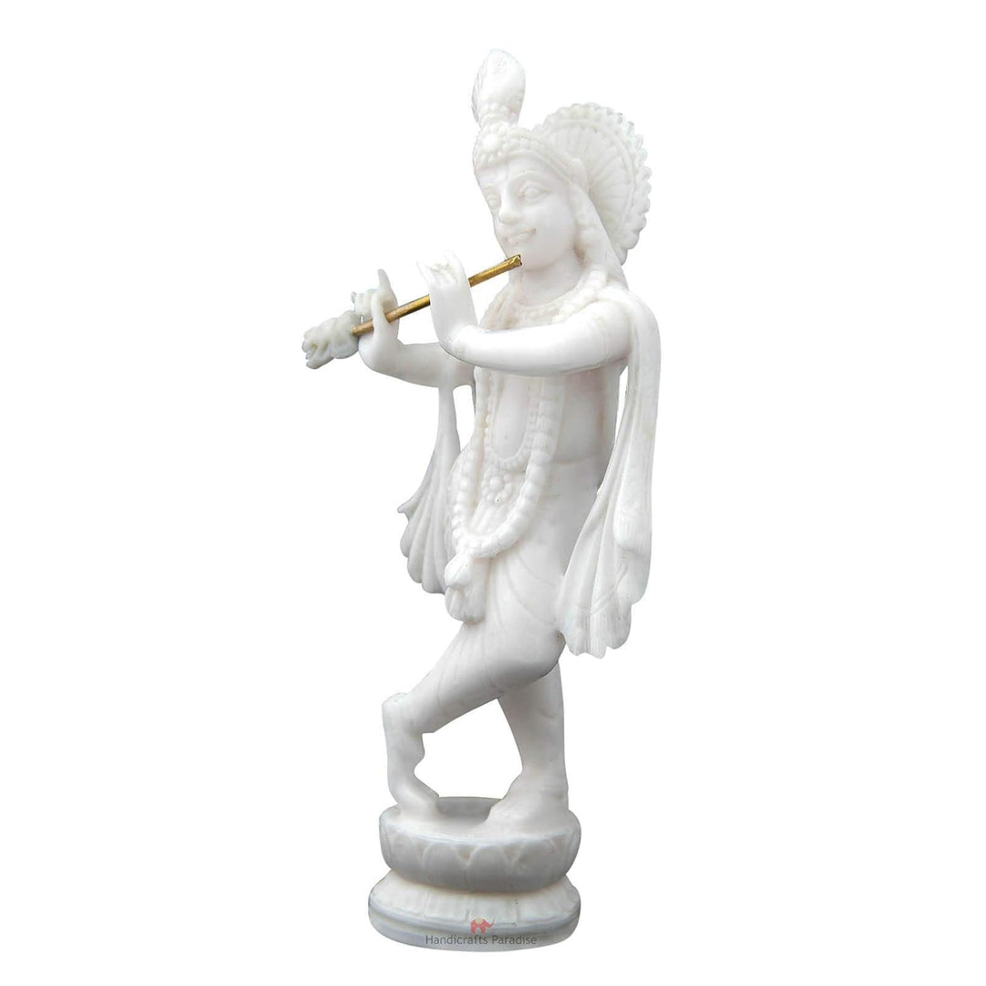 Handicrafts Paradise Resin Standing Krishna Idol (6.4 cm x 3.8 cm x 14.6 cm) (WM15053_white)