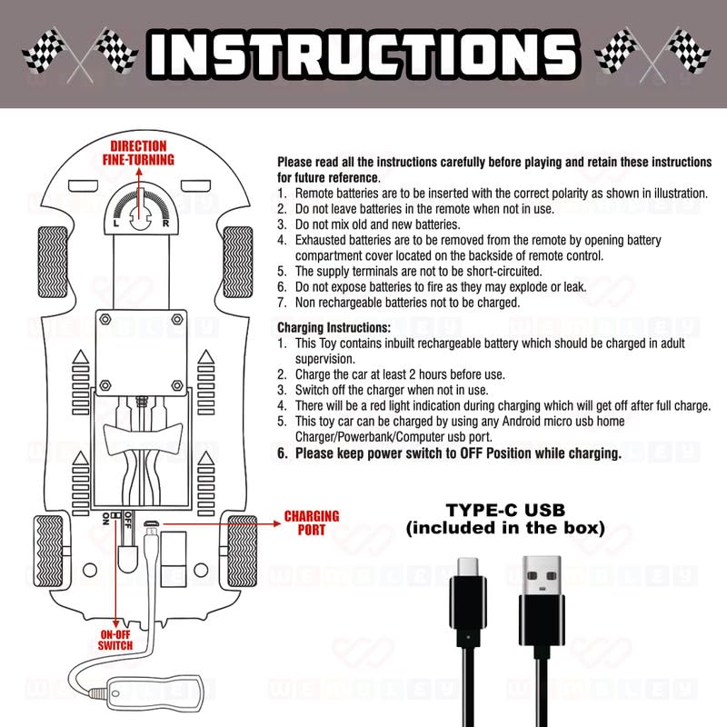 Wembley High Speed Rechargeable Remote Control RC Car for Kids with Openable Doors LED Lights Super Sports Racing Car Toy | Birthday Gift for Boys – Red