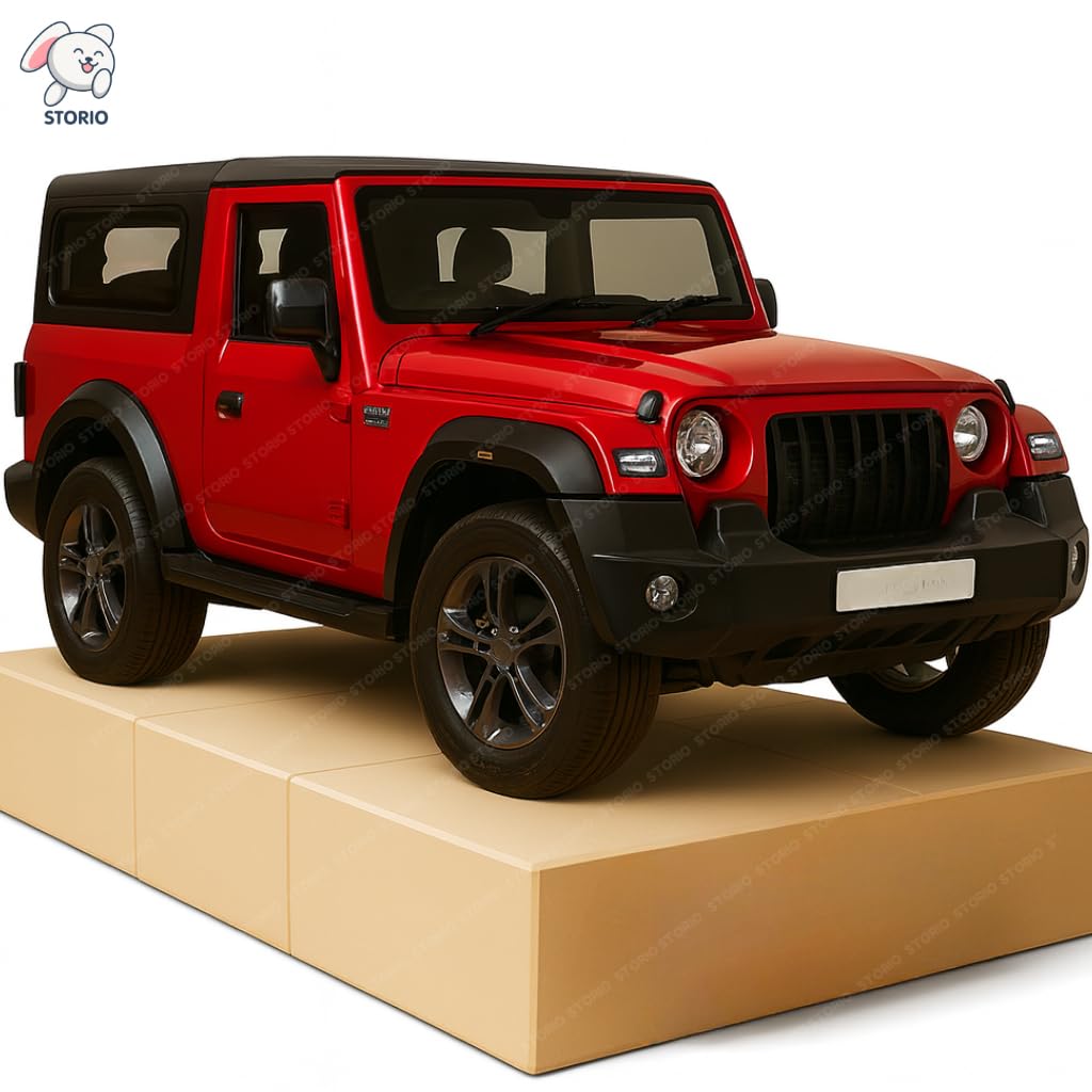 Storio Die-Cast Metal Cars 1:32 Scale | Pull Back Action Toy Vehicles with Openable Doors & Lights | Alloy Model for Kids | Miniature Collectible Cars for Boys & Girls 3+ Years (Thar)