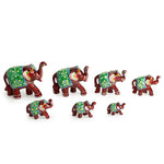 Load image into Gallery viewer, ExclusiveLane 'Seven Tuskers in Maroon' Decorative Elephant Showpieces for Home Décor (Set of 7, Fibre)|Handcrafted Showpiece for Living Room Showpiece for Gift Antique Showpieces for Bedroom Figurine
