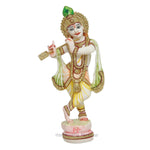 Load image into Gallery viewer, Handicrafts Paradise Culture Marble Hand Painted Krishna Intricately Carved Showpiece for Home Décor and Puja - 6 inch