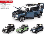 Load image into Gallery viewer, Range Rover Defender 1:32 Scale Model Car Exclusive Alloy Metal Pull Back Die-cast Car Metal Pullback Toy car with Openable Doors &amp; Light Music Best Gifts Toys Kids【Colors as Per Stock】