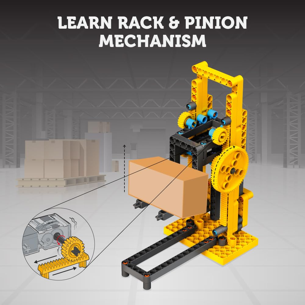 Blix Forklift Construction Set: 185 ABS Parts, STEM Toy for Kids 5+, Teaches Rack & Pinion Mechanism.