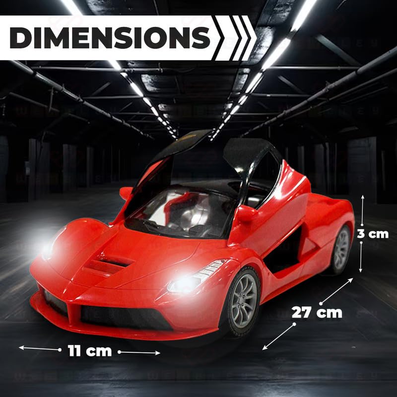 Wembley High Speed Rechargeable Remote Control RC Car for Kids with Openable Doors LED Lights Super Sports Racing Car Toy | Birthday Gift for Boys – Red