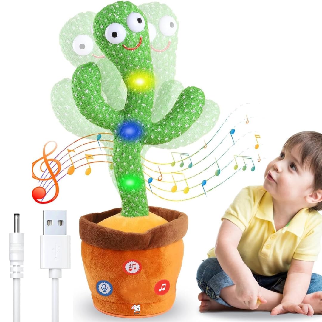Storio Rechargeable Talking Cactus Toy: Dances, Sings, Repeats Speech, Educational.