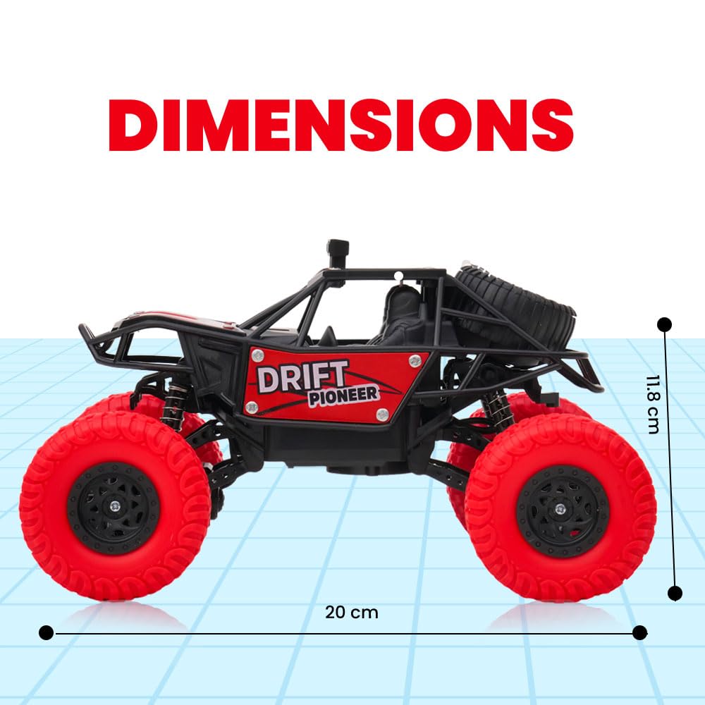 Gooyo GY-45 Rechargeable Remote Control Rock Crawler Car with Smoke | Monster Truck with Spray for Kids | RC Car 4x4 Off-Road Big Car Toy | High Speed | Red Color | in-Built Battery | Gift Box Pack