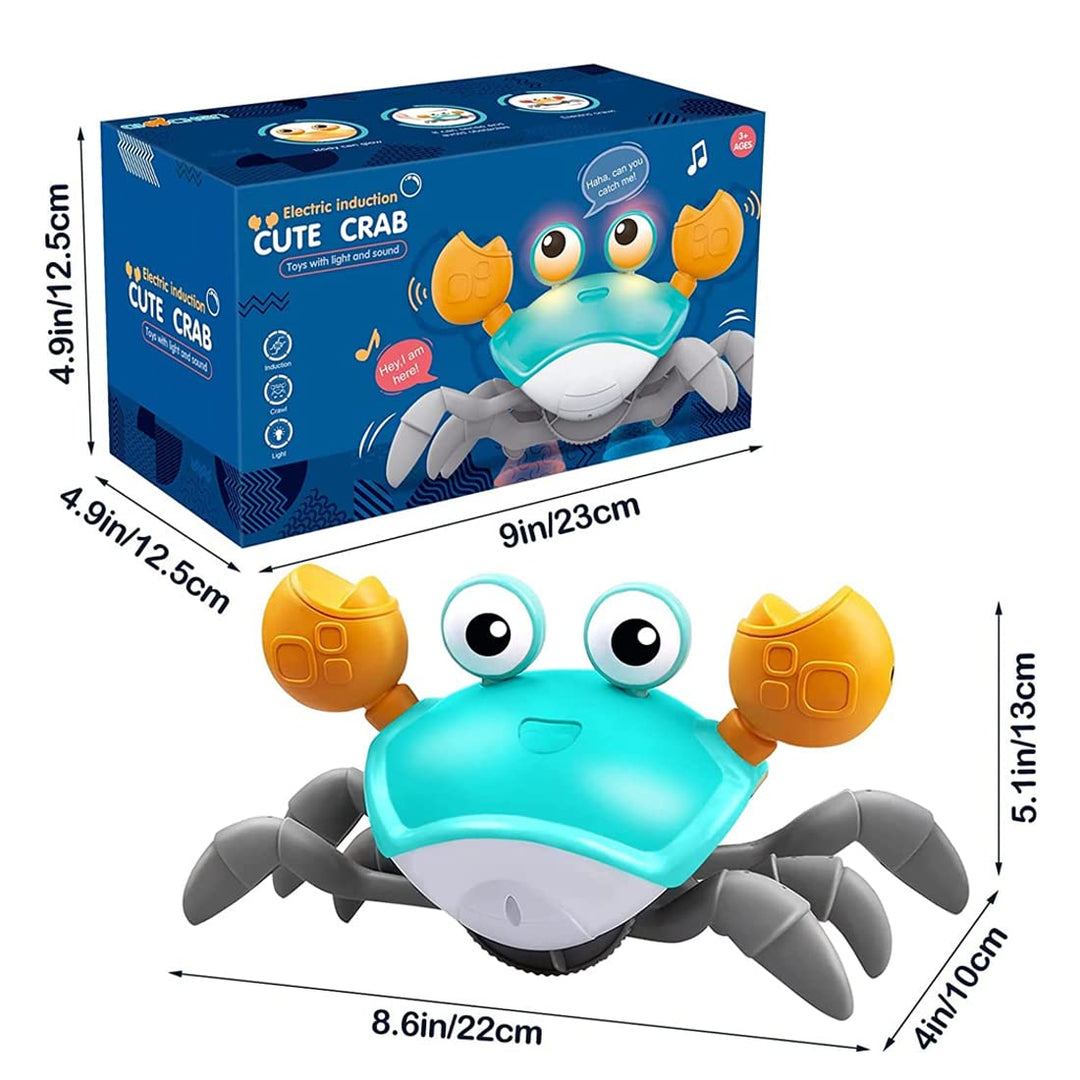 Wembley Rechargeable Crawling Crab Baby Toys for 6 to 12 Months with Light & Sound | Sensory Interactive Moving Musical Tummy Time Activity for Babies & Toddlers | Birthday Gift for Kids Electric Toy