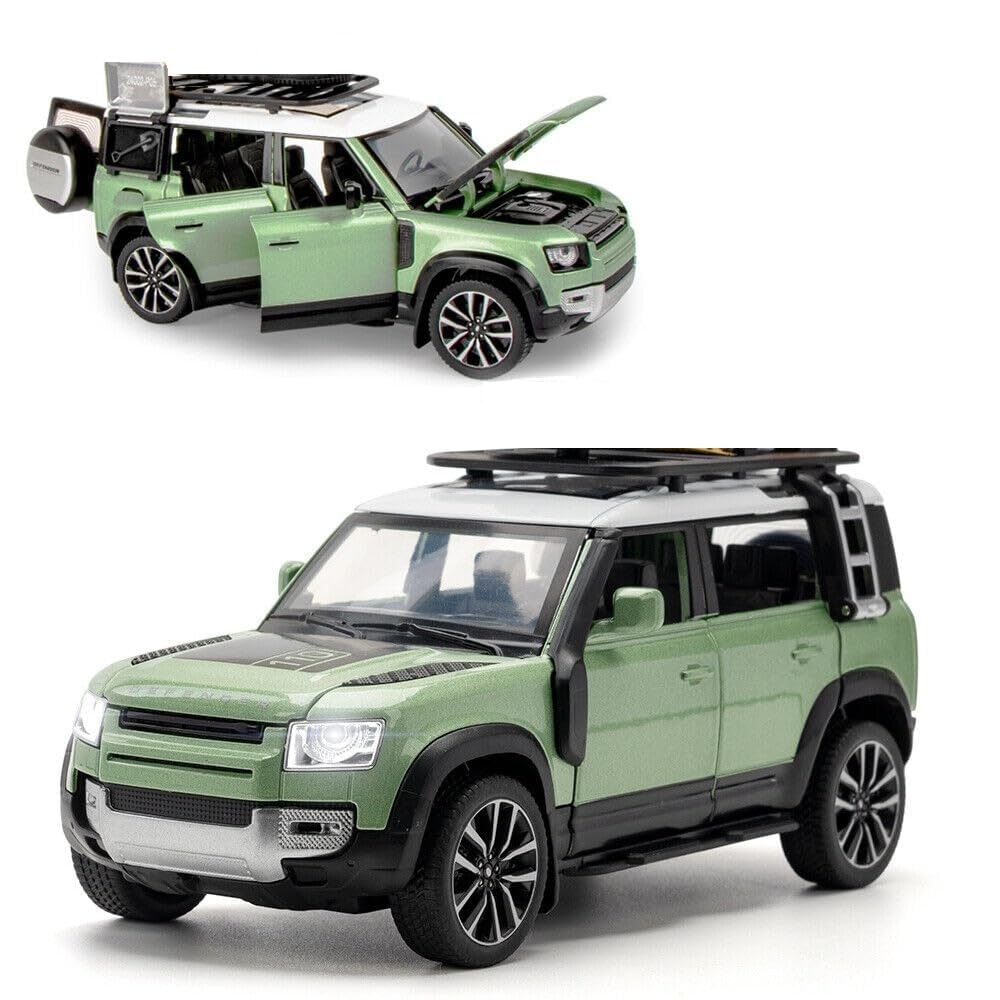 Range Rover Defender 1:32 Scale Model Car Exclusive Alloy Metal Pull Back Die-cast Car Metal Pullback Toy car with Openable Doors & Light Music Best Gifts Toys Kids【Colors as Per Stock】