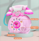 Load image into Gallery viewer, VGRASSP Classic Dial Receiver Simulation Telephone Toy for Kids - Rotating Number Dial with Calling Sound Effect - Storytelling Toy Phone Accompanied with Lights - Color As Per Stock
