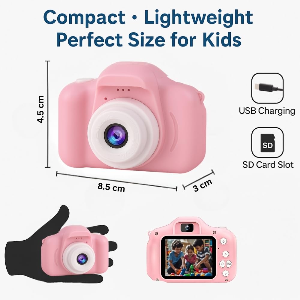 TOYTONIC Mini HD Digital Camera for Kids – Photo & Video Camera Toy with 2-Inch Screen | Rechargeable, Classy Colours, Best Birthday Gift | Kids Camera for Boys & Girls Age 5–15