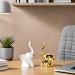 Load image into Gallery viewer, Home Decor Elephant Statue For Good Luck,Fengshui Ceramic Creative Small Modern Style Elephant Idol Figurines,Decorative Gift Items For Home,Office Desktop,Living Room (2pcs),White,Gold