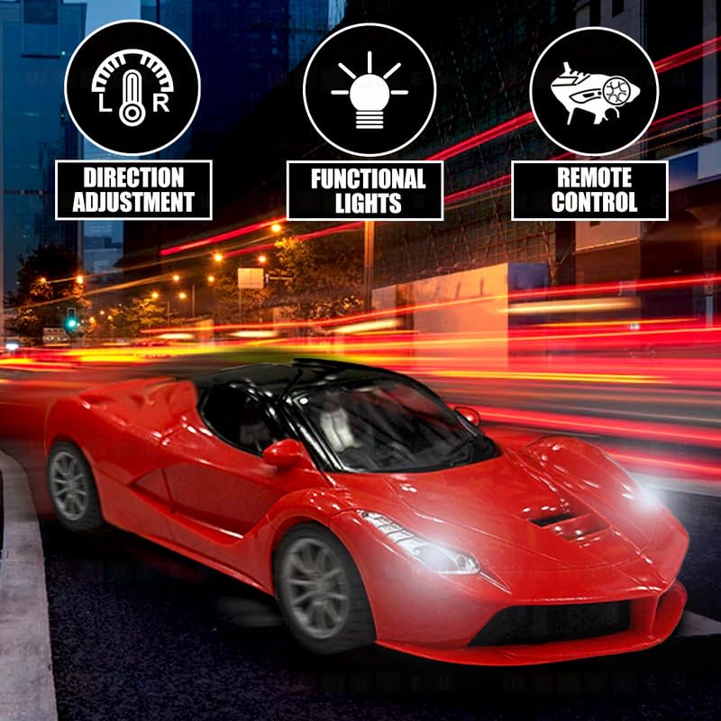 Wembley High Speed Rechargeable Remote Control RC Car for Kids with Openable Doors LED Lights Super Sports Racing Car Toy | Birthday Gift for Boys – Red