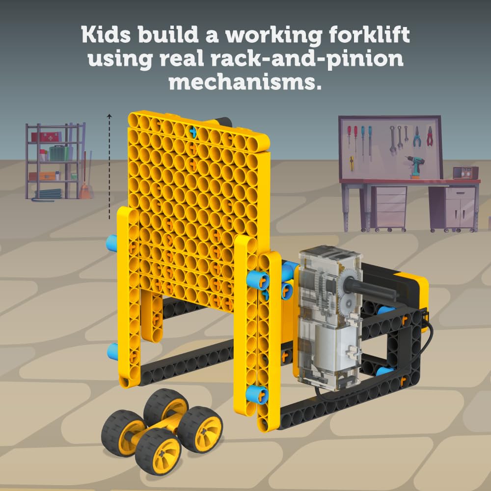 Blix Forklift Construction Set: 185 ABS Parts, STEM Toy for Kids 5+, Teaches Rack & Pinion Mechanism.