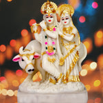 Load image into Gallery viewer, Lord Radha Krishna with Cow Idol 10 Inch – Decorative Polyresin Statue for Home Temple