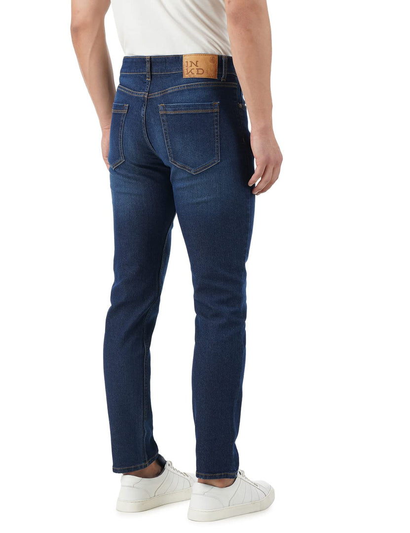INKD Men's Regular Fit Jeans - Mid-Rise | Cotton Blend | Stretchable Fabric | Classic 5 Pocket Styling