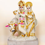 Load image into Gallery viewer, Lord Radha Krishna with Cow Idol 10 Inch – Decorative Polyresin Statue for Home Temple