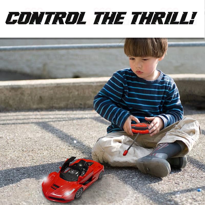 Wembley High Speed Rechargeable Remote Control RC Car for Kids with Openable Doors LED Lights Super Sports Racing Car Toy | Birthday Gift for Boys – Red