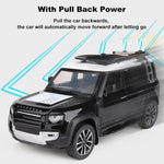 Load image into Gallery viewer, Range Rover Defender 1:32 Scale Model Car Exclusive Alloy Metal Pull Back Die-cast Car Metal Pullback Toy car with Openable Doors &amp; Light Music Best Gifts Toys Kids【Colors as Per Stock】
