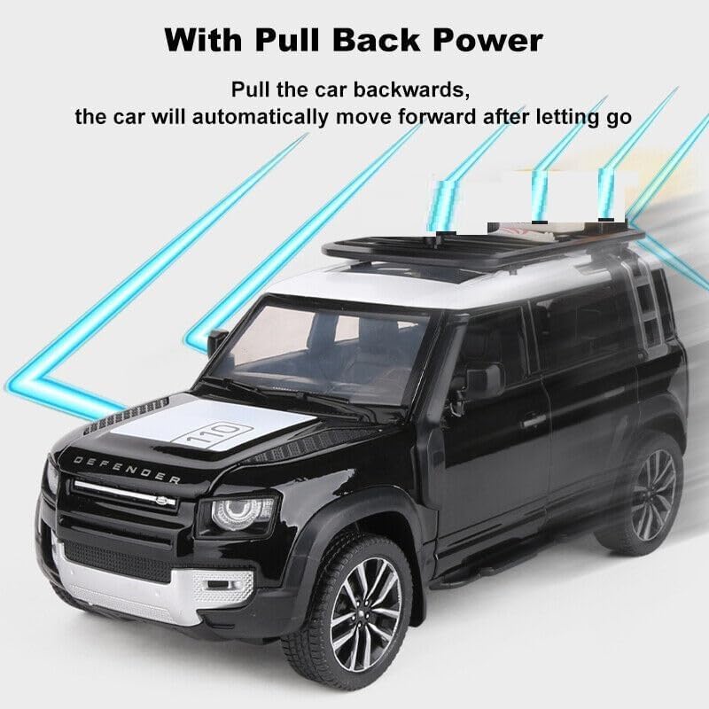 Range Rover Defender 1:32 Scale Model Car Exclusive Alloy Metal Pull Back Die-cast Car Metal Pullback Toy car with Openable Doors & Light Music Best Gifts Toys Kids【Colors as Per Stock】