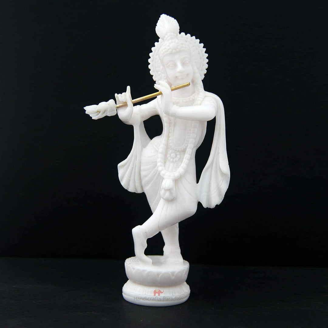 Handicrafts Paradise Resin Standing Krishna Idol (6.4 cm x 3.8 cm x 14.6 cm) (WM15053_white)