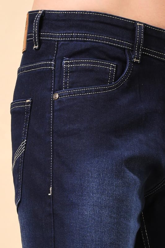 London Hills Tapered Fit Mid Rise Classic Stretchable Jeans | Casual Denim Jean's for Man's | Slim fit Jeans for Men Blue