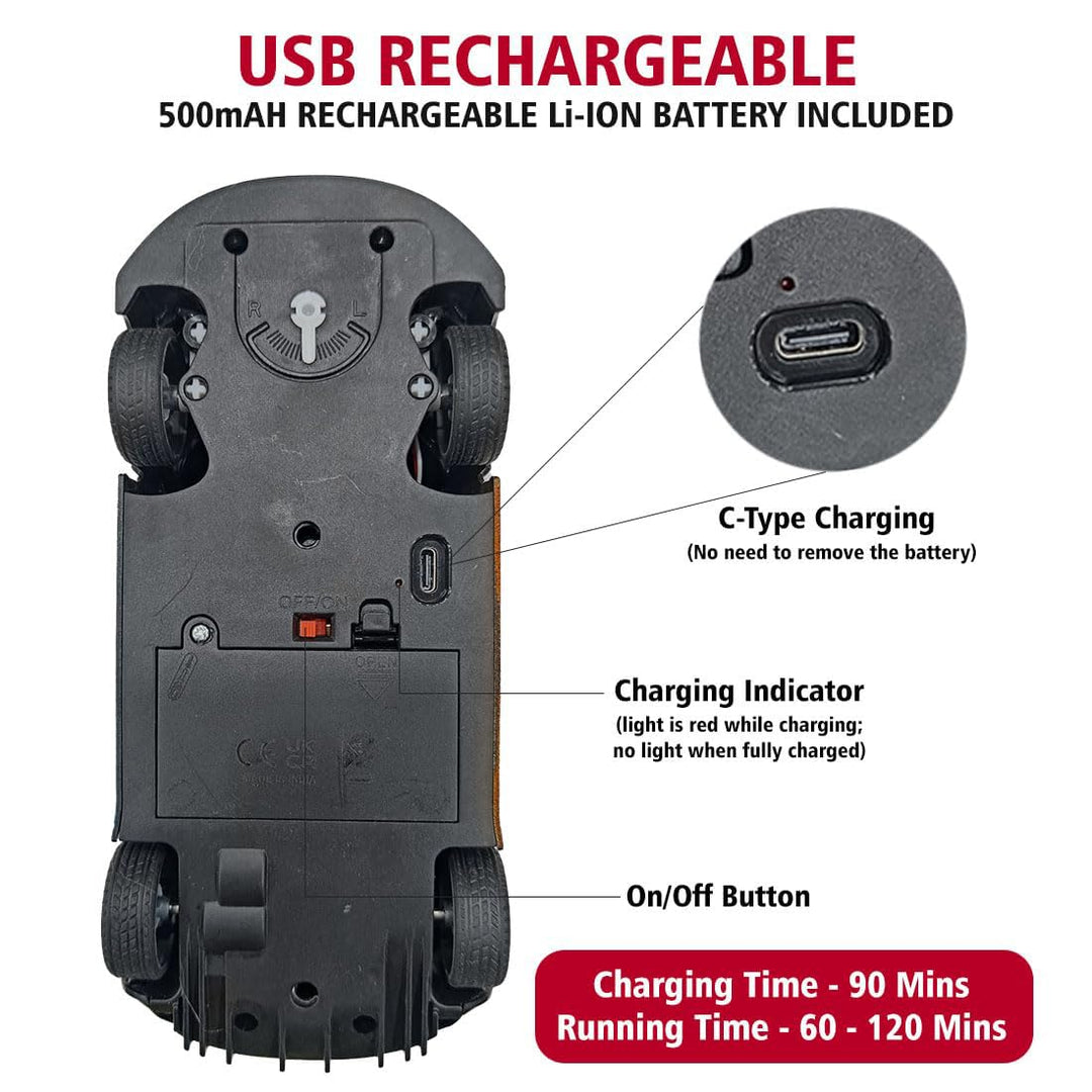 Wembley Rechargeable High-Speed RC Car for Kids (Black/Blue), 5+ Years