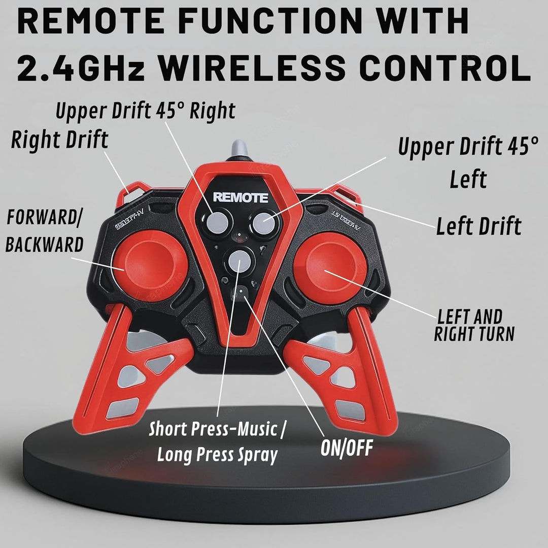 GRAPHENE 4x4 RC Remote Control Car Toy for Kids Boys Adults Stunt Drift Car Hand Sensor Gesture Control 360° Spin 4WD High Speed Spray Mist Crawler Rotating Off Road Smoke Racing Car for 5+ Years