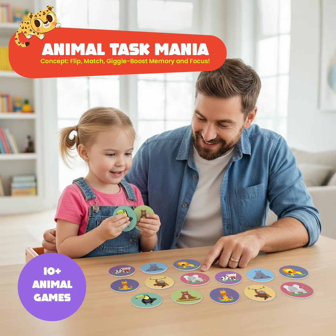 Exhale 8-in-1 Act & Learn Jungle Explorer Game for Kids Ages 2–6 | Animal Board Game with Dice, Tokens & Fun Tasks | Boost Motor Skills, IQ & Learning | Educational Gift for Boys & Girls